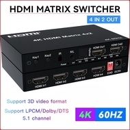 HDMI New HDMI Matrix 4X2 Switch Splitter HIFI Matrix 4 in 2 out with Remote Control Audio Supports H