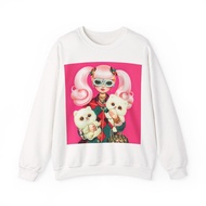 Ready Stock Pink Girly Dog Mom Men's and Women's Casual Crew Neck Sweatshirt 1216