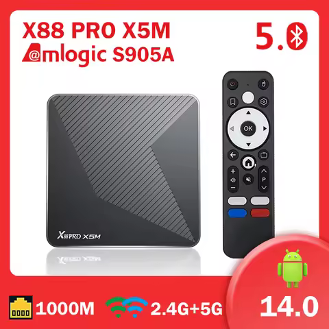X88 PRO X5M TV BOX Android 14 4G 64G Amlogic S905A 1000M LAN AV1 BT 2.4G&5G Dual Wifi Smart Video Me