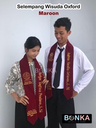 (Kilat) Selempang Wisuda Bludru Sash Bordir Model Oxfort Premium Custom Nama Logo Fakultas Jurusan K