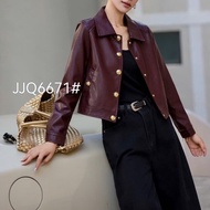 Guangzhou Women's LeatherJacket High Quality Copper Buttons 6671