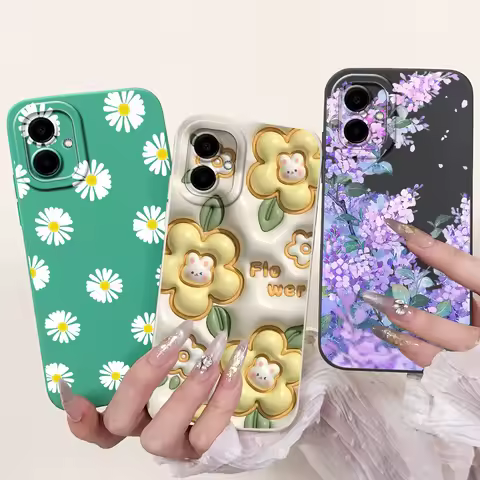For Samsung Galaxy A06 A065F Case Cover Soft Silicone TPU Flower Girly Fashion Phone Case For Samsun