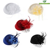 ONE Hair Accessories Fascinator Party Hat Wedding Church Headwear with Mesh Veil