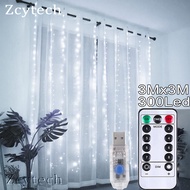 3M 300 LED Window Curtain String Light 8 Lighting Modes USB String Lights Fairy Lights for Christmas