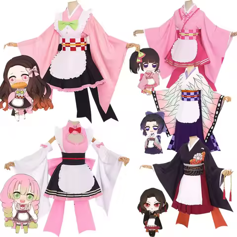 Kamado Nezuko Cosplay Kimono Kochou Shinobu Costume Kanroji Mitsuri Tsuyuri Kanawo Maid Kimono Kibut