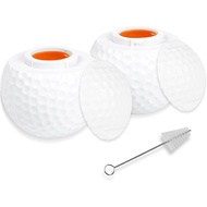 2pcs Golf Ball Shot Glasses with Lid,1.5 Oz Golf Ball Shaped Shot Glass with Bottle Brush,Creative G
