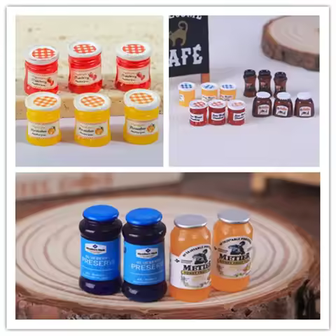 10pcs Kawaii Mini Dollhouse Blueberry jam Coffee cup Miniatures Jam Kitchen Accessory DIY Resin Craf