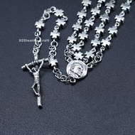 銀革手作 925 純銀 天主教 教宗 十字珠 玫瑰經 念珠鏈 頸鏈