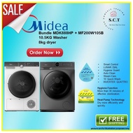 Bundle Deal - MIDEA MDK888HP 8KG DRYER + MF200W105B 10.5kg Front Load Washing Machine