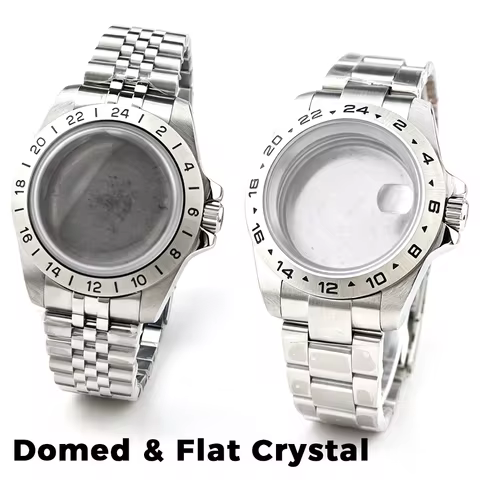40mm GMT Watch Case Smooth Graduated Bezel No Logo For Seiko Explorer ii NH35 NH34 Automatic Movemen