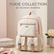 Home Color Canvas Backpack 15 inch Laptop Bag Size 29 x 12 x 42 cm YUKI Olive