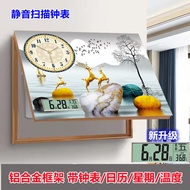 [Perpetual calendar]Meter Box Decorative Painting with Clock Punch-Free Shielding Distribution Box Decorative Painting Aluminum Alloy Frame
