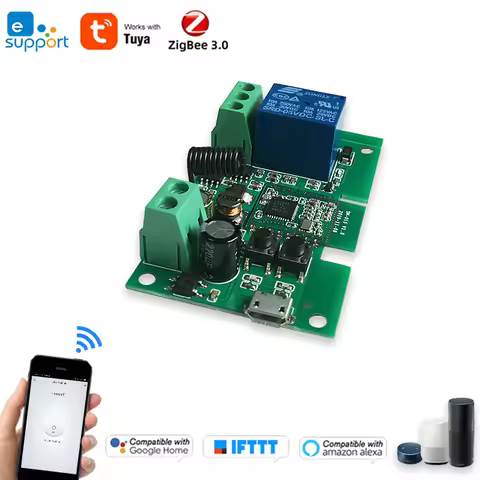 Zigbee 1CH Tuya Smart Life Gate Switch Module,DC 12V 24V 32V 220V,1 2 Channel RF433 Relay for 2MQTT 