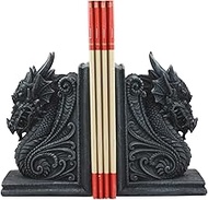 Ebros Gift Gothic Guardian of Bibliography Legendary Gerwulf Dragon in Repose Bookends Set of Two Fi