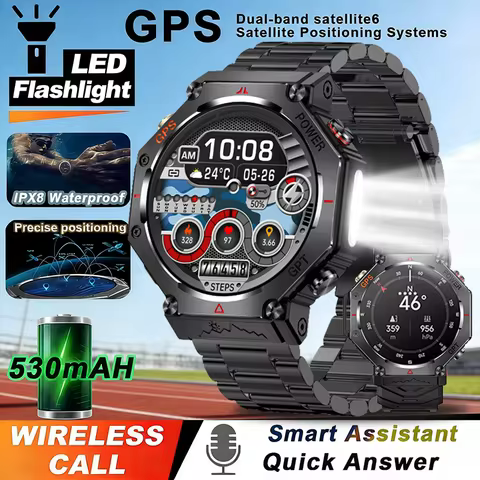 2026 T-REX NEW Military Outdoor GPS Sports Smart Watch Men 1.39" 5ATM Waterproof 530mAh ChatGPT AI A