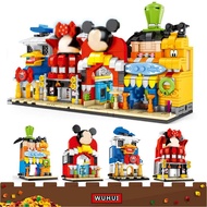 WUHUI 4รุ่น Disneying Friends City Street View Toy Building Kit Castle Mickeys Donald Mouses Duck St
