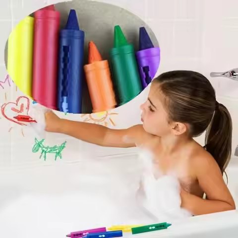 6Pcs Creative Erasable Bathroom Crayon Washable Multicolor Graffiti Bathing Crayons