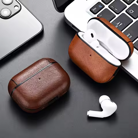 For Airpods Pro 3 Case Leather Business Earphone Case Headset Shell Headphone Cover For Apple AirPod