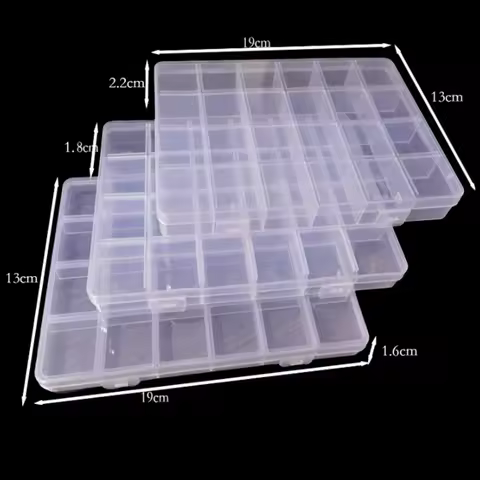 24 Slots Nail Decal Storage Box Removable Grid Nail Art Rhinestone Jewelry Box Accessories Nail Art