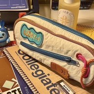 Japanese Simple Stationery Box High-value Printed Pencil Case Niche Splicing Fabric Contrasting Colo