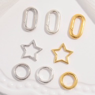 S925 Sterling Silver Spring Ring Clasp for Necklace Bracelet Simple Smooth Circle Star Five-Pointed 