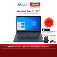 Lenovo Ideapad 3 HD Laptop Notebook / Intel i3 / 256GB SSD / 8GB Ram / Win 11 / 81WE01MQMJ 15.6" 15I