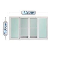หน้าต่างบานเลื่อน อะลูมิเนียม S-F-S มุ้ง SANKYOALUMI J-TRUST VENTILATION 180X110 ซม. สีขาว
