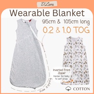 D'LARA 1.0TOG Cotton Wearable Blanket Sleep Sack for Baby Toddler Kids Cotton Sleeveless Zip Selimut