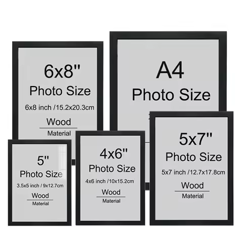 2pcs Black Picture Frame A4 15X20/9X13/10X15/13X18CM Wood Photo Frame Without Mat Certificate Docume