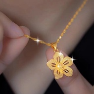 916 gold Added Flower Pendant /Fashion Simple Clavicle Chain Flower Pendant gold 916