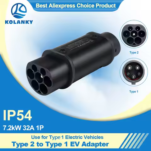 Type 2 to Type 1 EV Adapter Portable EV Charger Adapter 7.2KW 32A 1P EV Connector for AC J1772 Type 