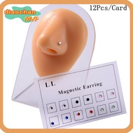 DIACHAMY 12pcs/Card Magnet Earring Jewelry Fake Piercings Magnetic Nose Ring