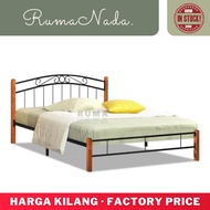 Wood Metal Queen Bed Frame| Wood Metal Bed | Bedroom Furniture | Bed Base | Katil Kayu Queen Besi | Katil Double / Bed Frame