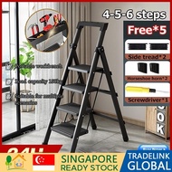 Ladder | 3/4/5/6 Ladder Foldable Steps Metal Folding Ladder Household Steel Ladder Stepping Foldable