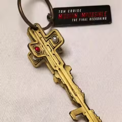 Mission: Impossible 8 Tom Cruise Cross Top-secret Key Pendant Car Retro Movie Key Chain