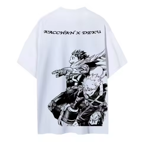 2026 New Hot My Hero Academia Kacchan X Deku Summer Men's Cotton T Shirt Anime Casual Short Sleeve T