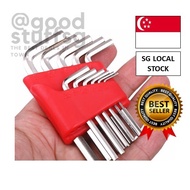 [SG FREE 🚚] 11Pcs Hex Key Set,CR-V Hex Key Wrench,2mm Hex Key Allen Wrench Set,Allen Key Set Sae Met