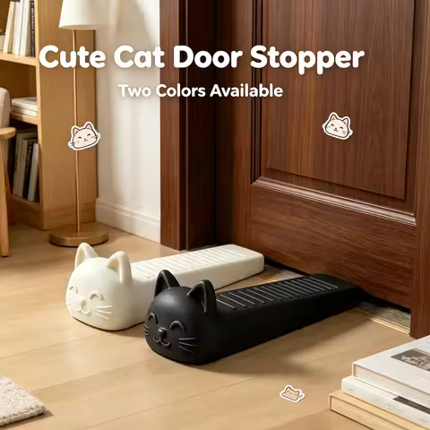 Printed Cartoon Cat Door Stopper, Household Windproof, Anti-Slip, Anti-Pinch Door Wedge for Bedroom,