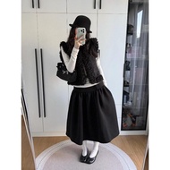 Black Fluffy Berkeley A-Line Suit Skirt - Plus Size for Pear Shapes