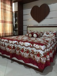 ( PROMO CUCI GUDANG ) Sprei Rumbai Premium Tinggi 30 Set Bantal 2 Guling 2 Motif Bunga 3D Terlaris U