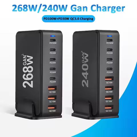 Tablet 268W Gan Fast Charging PD 100W PD 30W PPS QC3.0 Cellphone Charger For Smartphone Laptop iPad 