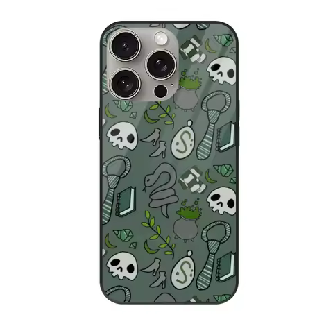 Green Grey Harry P Hp Slyther Pattern Case For Iphone 16 Plus 15 14 13 12 Pro Max 11 Tempered Glass 