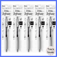 Pentel Gel Ink Ballpoint Pen EnerGel Infree 0.7 Black XBL77TL-A, 5 pieces