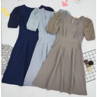 Ladies elegant premium dress with linen sleeve cayra couture 简约气质连身裙
