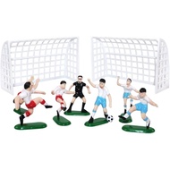 9 Pieces Soccer Cake Toppers Plastic Soccer Players Toy World Party Cake Decorations, White