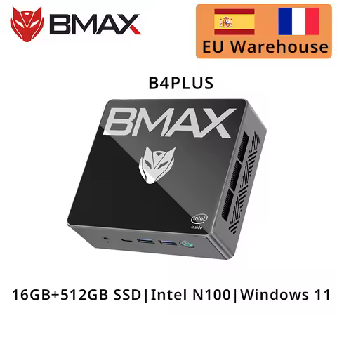 BMAX B4 Plus Mini PC Windows 11 PC Intel N100 16GB DDR4 512GB SSD 2*HDMI 1*Type-C Supports 4K@60Hz 7