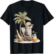 Ferret Holds Fruit Skimboard Beach Tree Animal Motif Ferret T-Shirt