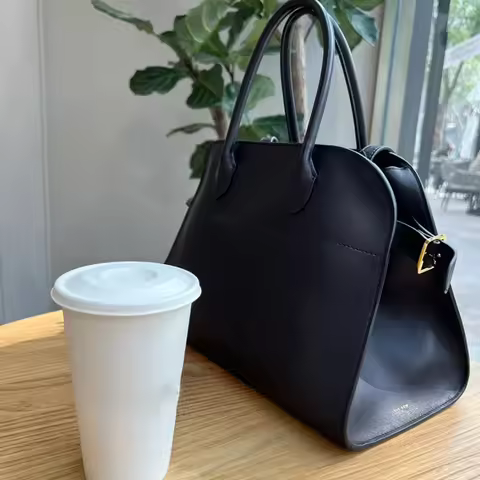 High End Leather Margaux Minimalist Shoulder Bag Handbag for Women Designer Female Girls Large Tote 