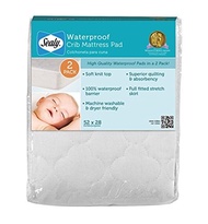 Sealy Waterproof Crib Mattress Pad， 2-Pack