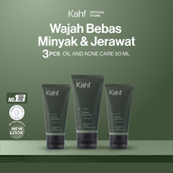 Triple Pack Kahf Face Wash Oil and Acne Care 50 ml - 3 pcs Sabun Cuci Muka Pria Bantu Lawan Jerawat 